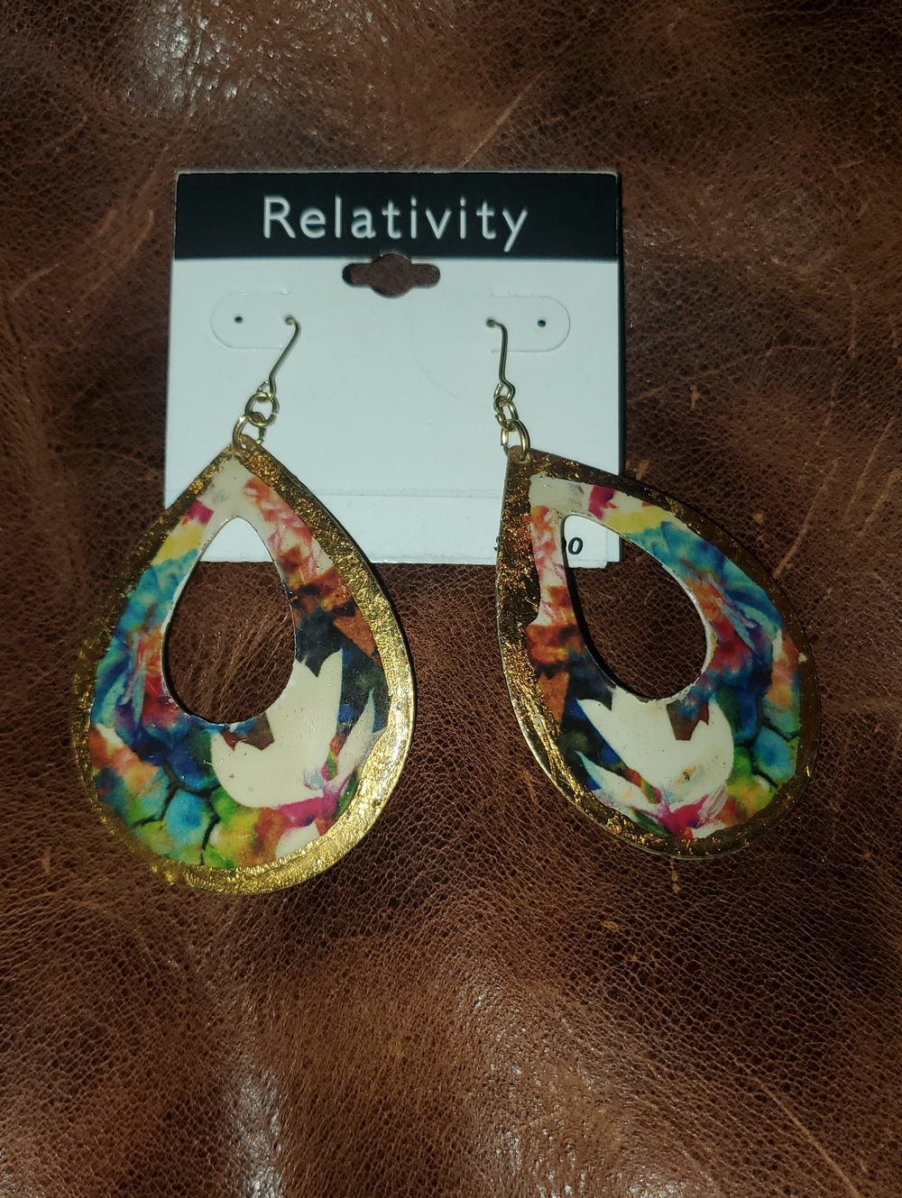 Relativity Gold-Trim Multicolor Teardrop Earrings